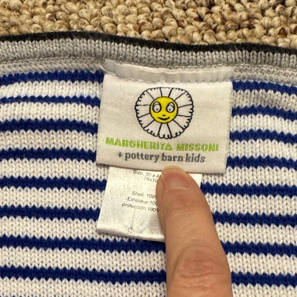 Pottery Barn Kids Blue Striped Blanket - Picture 3 of 5